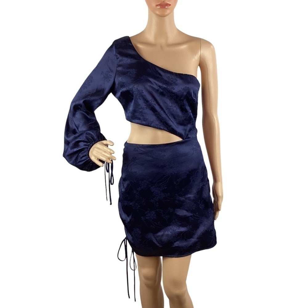 Lucy in the Sky Asymmetric Mini Dress Size M Navy Blue